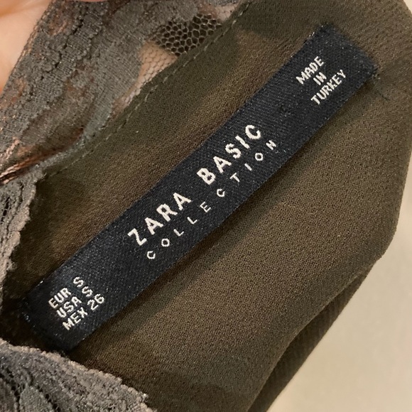 V NECK SPAGHETTI STRAP TRIM LACE KHAKI TOP EU S - Picture 5 of 5